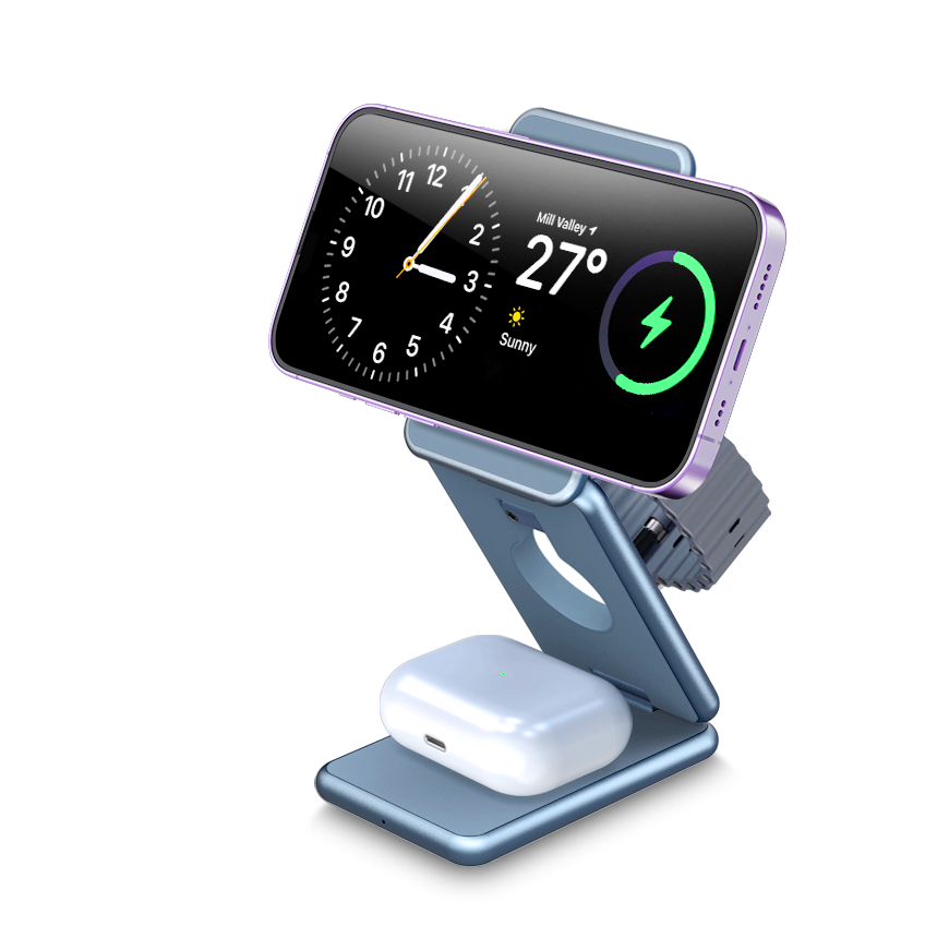 GIGASTONE 23W MagSafe折疊式磁吸無線充電座｜適合 iPhone/Apple Watch/耳機充電